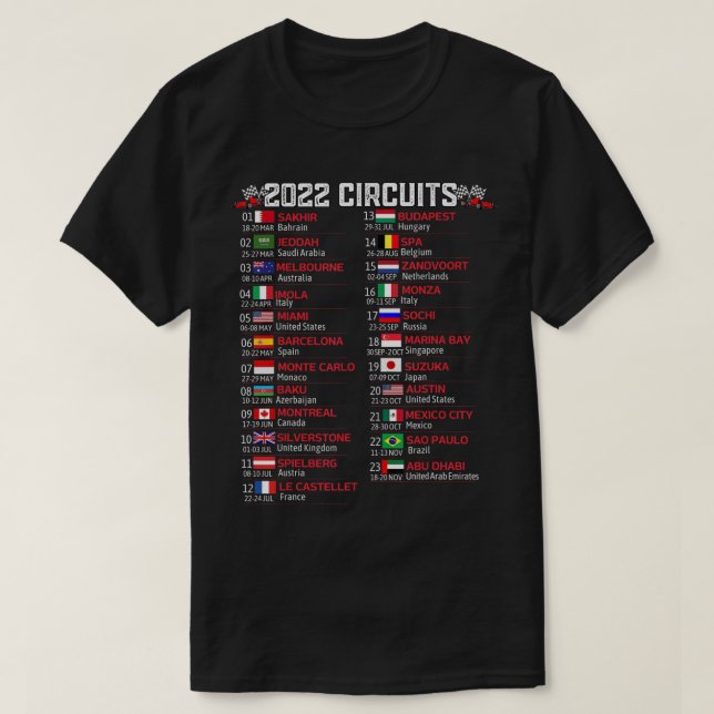 Camiseta Circuito de Carreras de Fórmula - Circuito de coch (Diseño del anverso)