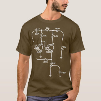 Camiseta Circuito de Esquema de Pedal de Fuzz Músico con ca
