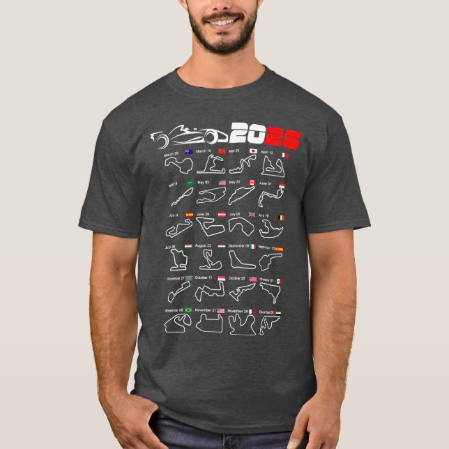Camiseta Circuitos de carreras Calendar Formula 2026 v2 (Anverso)