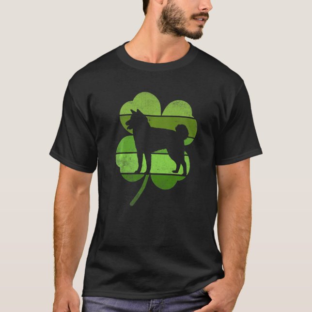 Camiseta Circular Akita Irish Shamrock Dog St Patrick's Day (Anverso)