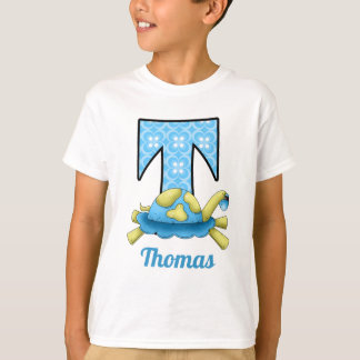 Camiseta Circular azul Imprimir tortuga Monograma T