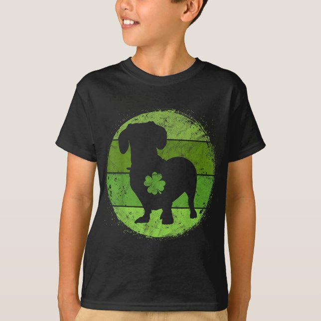 Camiseta Circular Dachshund Irlandés Shamrock Doxie St Patr (Anverso)