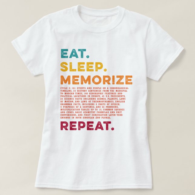Camiseta Círculo 2 Colegio Hogar Comer Sleep Memorize Repet (Diseño del anverso)