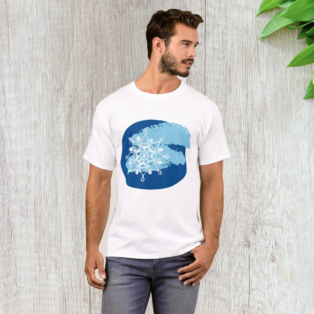 Camiseta Círculo abstracto de copo de nieve azul helado de  (Subido por el creador)