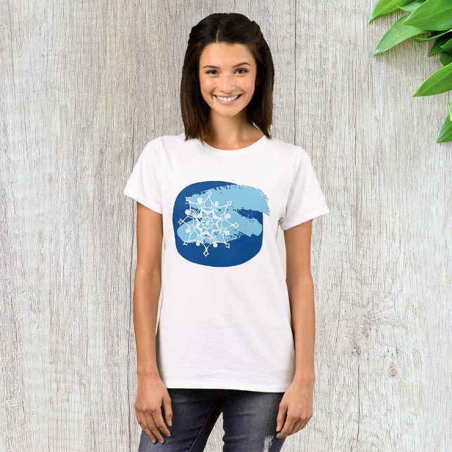 Camiseta Círculo abstracto de copo de nieve azul helado de  (Subido por el creador)