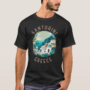 Camiseta Círculo angustiado de Santorini Grecia