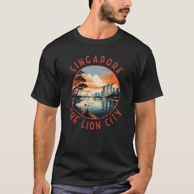 Camiseta Círculo angustiado retro de Singapur (Anverso)