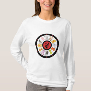 Camiseta Círculo chino lindo con monograma del zodiaco