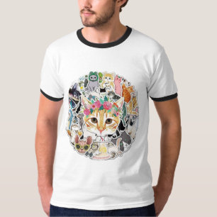 Camiseta Círculo de 50 Pegatinas gatos muy hábiles