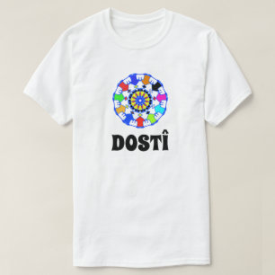 Camiseta círculo de amigos tomándose de la mano. amistad