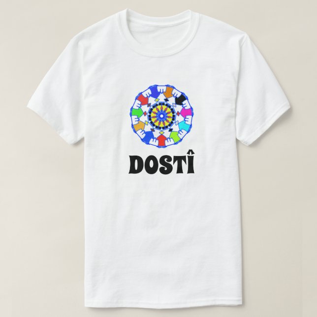 Camiseta círculo de amigos tomándose de la mano. amistad (Diseño del anverso)