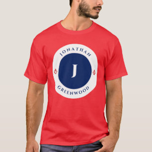 Camiseta Círculo de Ancla Roja Azul de la Marina Monográfic