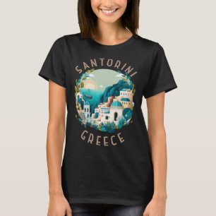 Camiseta Círculo de angustia retro de Santorini Grecia