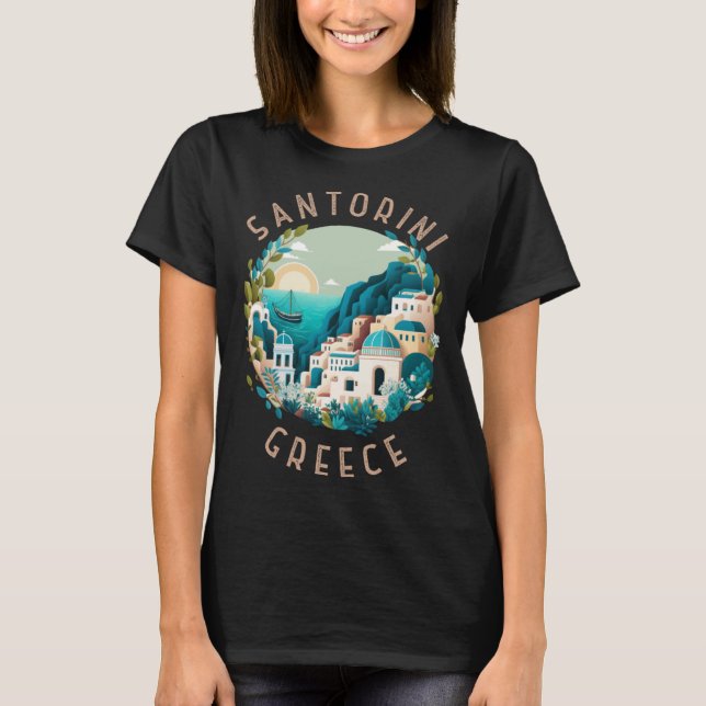 Camiseta Círculo de angustia retro de Santorini Grecia (Anverso)
