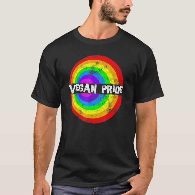 Camiseta Círculo de Arcoíris Orgullo Vegano (Anverso)