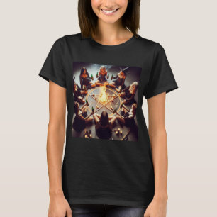 Camiseta Círculo de Brujas: Ritual del Pentáculo en Llamas
