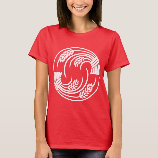 Camiseta Círculo de dos plantas de arroz de cabeza a cola (Anverso)