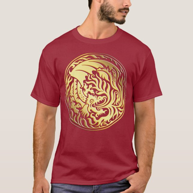 Camiseta Círculo de dragón - Oro (Anverso)