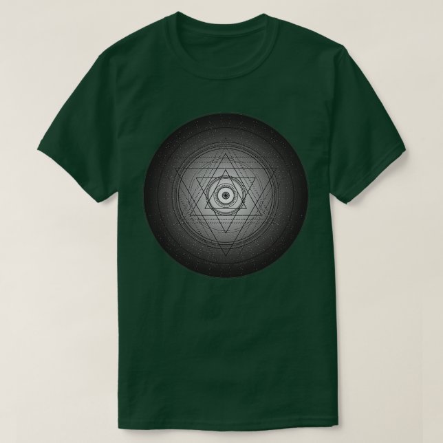 Camiseta Círculo de geometría sagrada en blanco y negro con (Diseño del anverso)