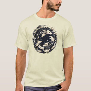 Camiseta Círculo de Koi de Medianoche Koi de Lujo Inspirado