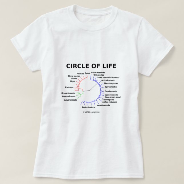 Camiseta Círculo de la vida (árbol filogenético circular) (Diseño del anverso)