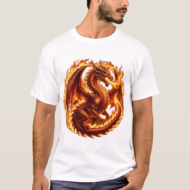 Camiseta Círculo de llamas de dragón que respira fuego Fant (Anverso)