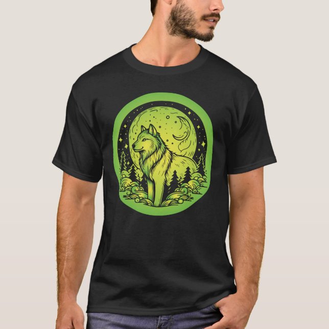 Camiseta círculo de lobos lunares (Anverso)
