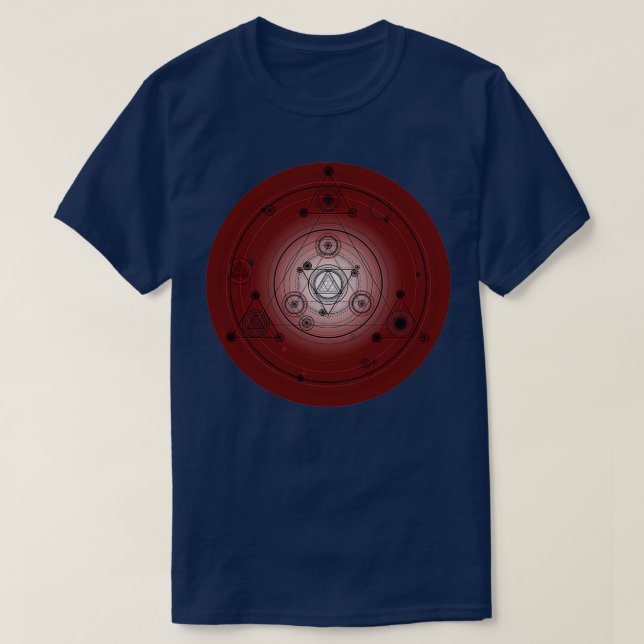 Camiseta Círculo de mandala roja marrón con símbolos de alq (Diseño del anverso)