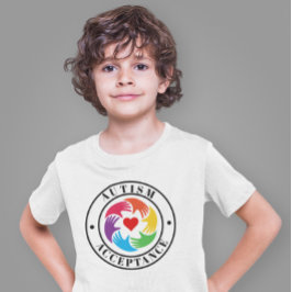 Camiseta Círculo de Manos y Corazón de Aceptación del Autis