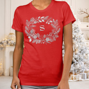 Camiseta Círculo de Monograma Blanco Elegante Arte de Línea