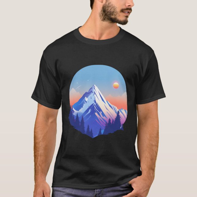 Camiseta Círculo de Pico de Atardecer Alpino (Anverso)