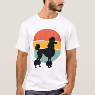 Camiseta Círculo de silueta de perro retro puesta de sol po