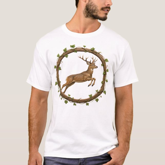Camiseta Círculo de Vid Jumping Deer (Anverso)