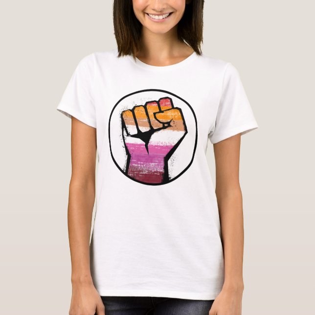 Camiseta Círculo del Puño del Orgullo Lesbiano (Anverso)