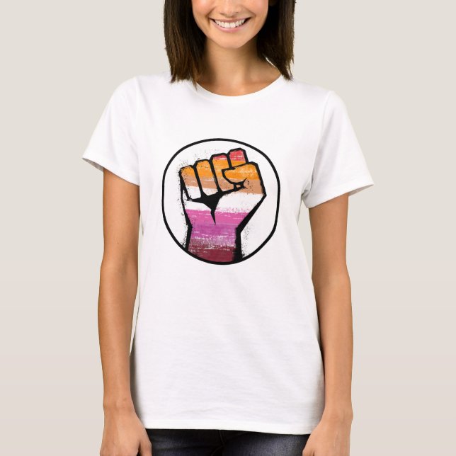 Camiseta Círculo del Puño del Orgullo Lesbiano (Anverso)