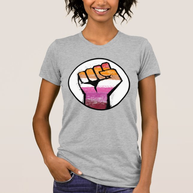 Camiseta Círculo del Puño del Orgullo Lesbiano (Anverso)