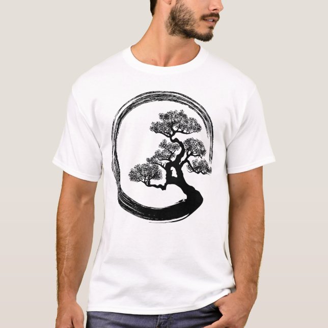 Camiseta Círculo del zen de Enso y árbol de los bonsais (Anverso)