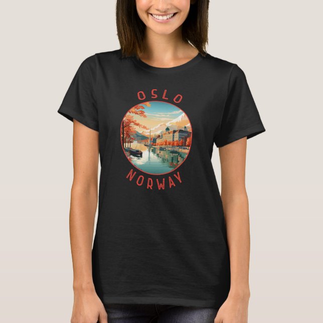 Camiseta Círculo en peligro retro de Oslo en Noruega (Anverso)
