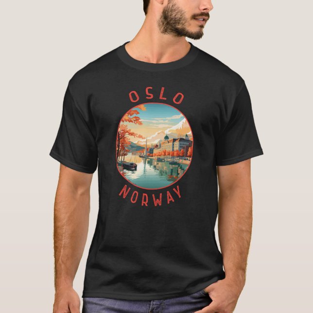 Camiseta Círculo en peligro retro de Oslo en Noruega (Anverso)