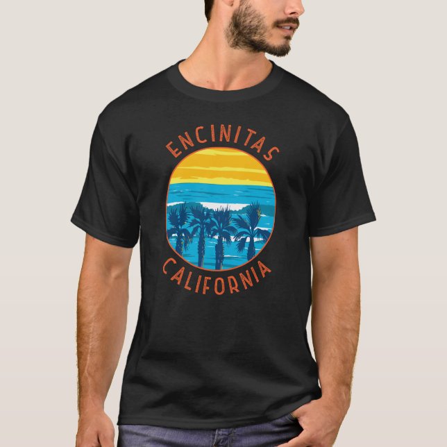 Camiseta Círculo en problemas retro de Encinitas California (Anverso)