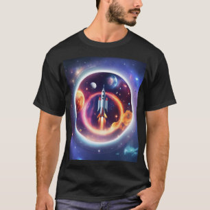 Camiseta "Círculo holográfico de cohetes espaciales"