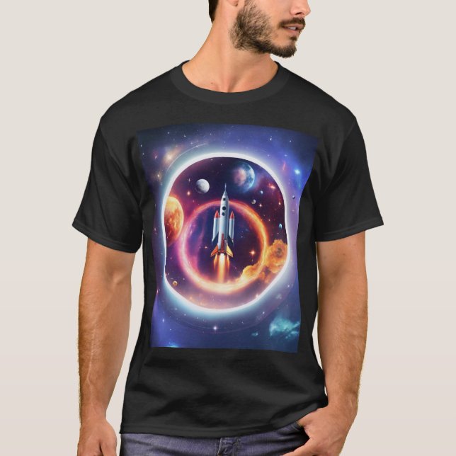 Camiseta "Círculo holográfico de cohetes espaciales" (Anverso)