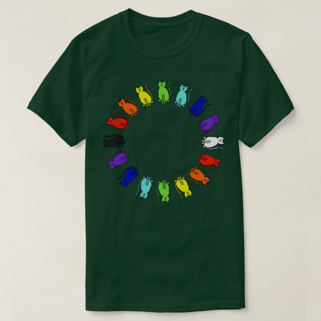 Camiseta Círculo lindo de gatos arcoiris (Diseño del anverso)
