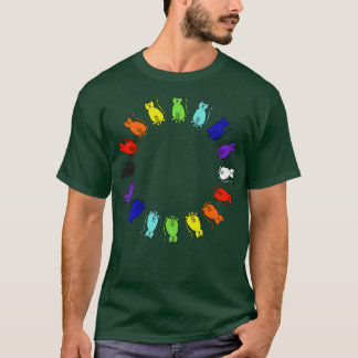 Camiseta Círculo lindo de gatos arcoiris