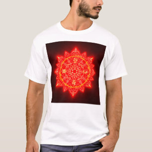 Camiseta Círculo Mágico Rojo Brillante Con Símbolos Místico