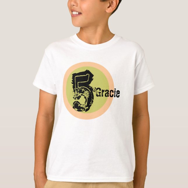 Camiseta Círculo Nombre y Edad Círculo de quinto cumpleaños (Anverso)