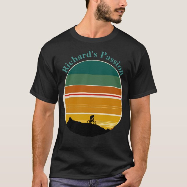 Camiseta Círculo retro de atardecer. Passión para ciclismo  (Anverso)