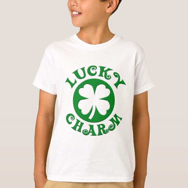 Camiseta Círculo verde/blanco del encanto afortunado (Anverso)