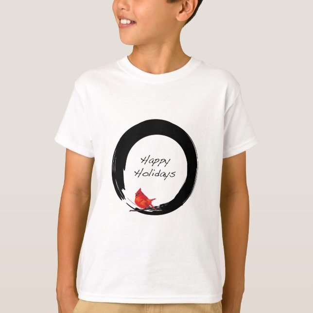 Camiseta Círculo zen con el cardenal Navidad (Anverso)
