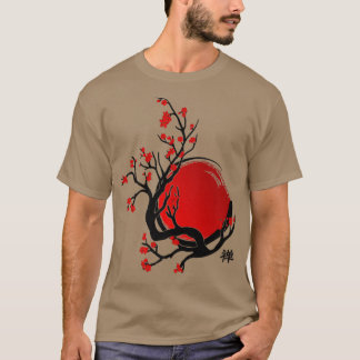 Camiseta Círculo Zen Enso, Sol y Sakura Rojo